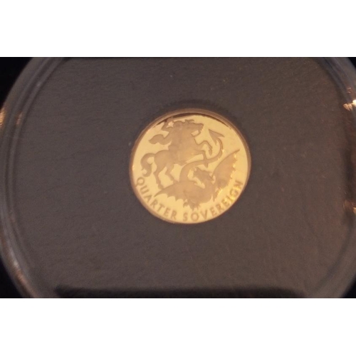 67 - A 22CT GOLD QUARTER SOVEREIGN PROOF COIN, DATED 2020
St. George and Dragon, in a protective capsule ... 