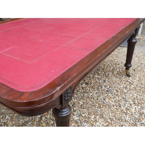690 - HOLLAND AND SONS, A LARGE 19TH CENTURY MAHOGANY LIBRARY TABLE
With gilt tooled red leather surface, ... 