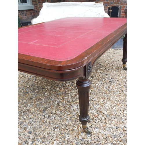 690 - HOLLAND AND SONS, A LARGE 19TH CENTURY MAHOGANY LIBRARY TABLE
With gilt tooled red leather surface, ... 