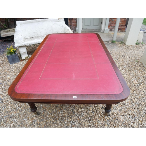 690 - HOLLAND AND SONS, A LARGE 19TH CENTURY MAHOGANY LIBRARY TABLE
With gilt tooled red leather surface, ... 
