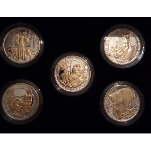 77 - A SILVER FIVE COIN PROOF SET, DATED 2006
‘The Britain's Golden Silhouette Collection', comprising fi... 