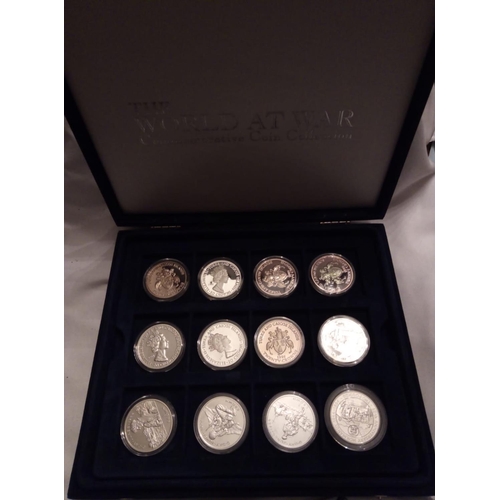 80 - A COLLECTION OF SILVER WORLD AT WAR PROOF COINS
Comprising seven twenty crown coins, four one crown ... 