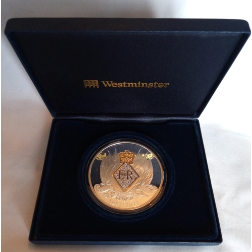 83 - A SILVER 5OZ COMMEMORATIVE PROOF COIN, DATED 2012, DIAMOND JUBILEE 
In a protective capsule and fitt... 