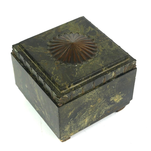 403 - EBENA, A BELGIUM JUGENDSTIL ART DECO BAKELITE SQUARE TRINKET BOX
Geometric designs to feet. 
(approx... 