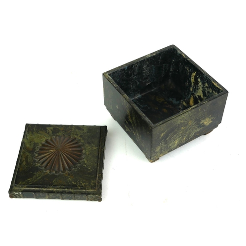 403 - EBENA, A BELGIUM JUGENDSTIL ART DECO BAKELITE SQUARE TRINKET BOX
Geometric designs to feet. 
(approx... 