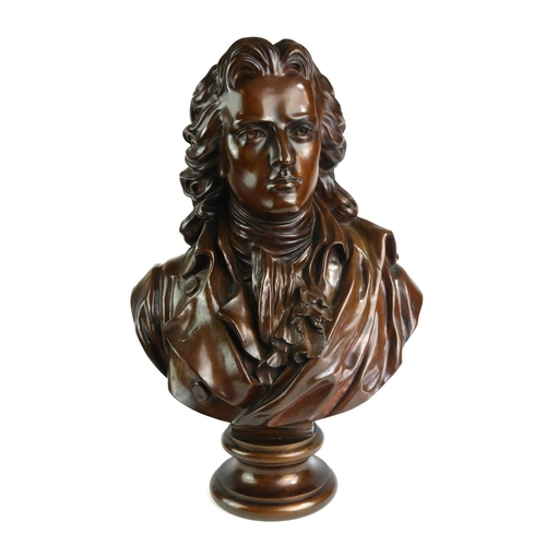 405 - BARBEDIENNE FOR TIFFANY & CO., A BRONZE PORTRAIT BUST OF FRIDERICUS SCHILLER
Signed.
(42cm)

Conditi... 