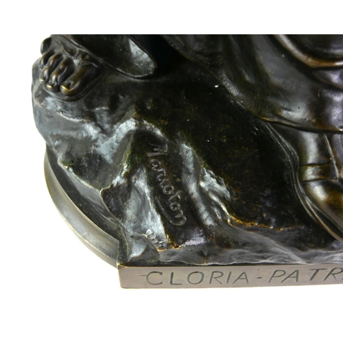 406 - EUGENE MARIOTON, 1854 - 1933, A LARGE BRONZE STATUE
Titled ‘Gloria Patria’, signed.
(72cm)
 
Conditi... 