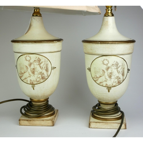 427 - A PAIR OF 19TH CENTURY STYLE NEOCLASSICAL FORM MODERN DECORATIVE LAMP BASES
Both applied with French... 