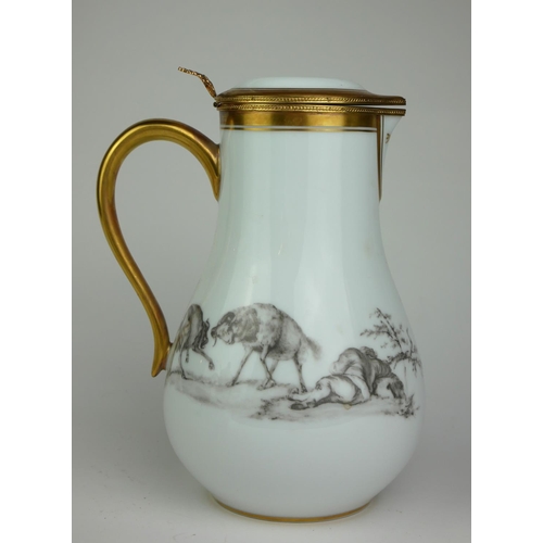 431 - LIMOGES, A 20TH CENTURY FRENCH PORCELAIN HOT WATER JUG
In ‘Pastorale’ pattern, 18th Century style, e... 