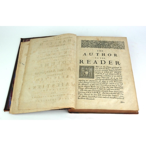 438 - HISTORICAL ANTIQUITIES, A 17TH CENTURY LEATHER BOUND BOOK
Titled 'Historical Antiquities in Two Book... 