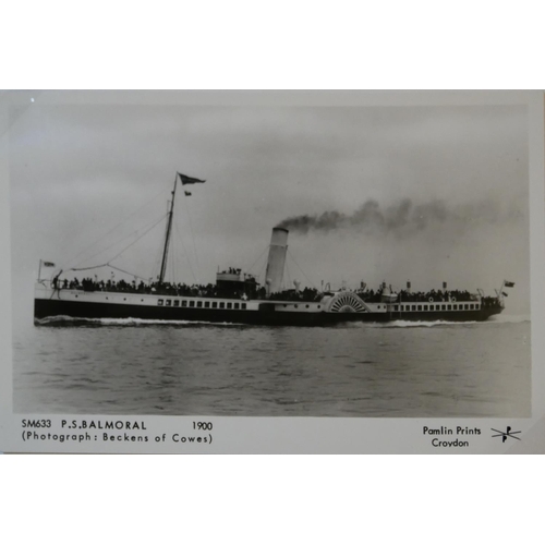 446 - AN ALBUM OF BLACK AND WHITE PHOTOGRAPHIC POSTCARDS OF STEAM SHIPS
Issued by Pamlin Prints, including... 