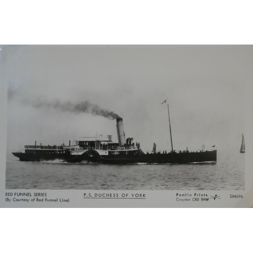 446 - AN ALBUM OF BLACK AND WHITE PHOTOGRAPHIC POSTCARDS OF STEAM SHIPS
Issued by Pamlin Prints, including... 