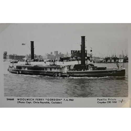 446 - AN ALBUM OF BLACK AND WHITE PHOTOGRAPHIC POSTCARDS OF STEAM SHIPS
Issued by Pamlin Prints, including... 