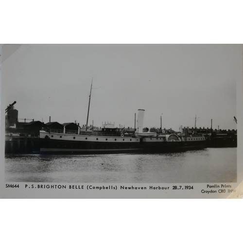 446 - AN ALBUM OF BLACK AND WHITE PHOTOGRAPHIC POSTCARDS OF STEAM SHIPS
Issued by Pamlin Prints, including... 