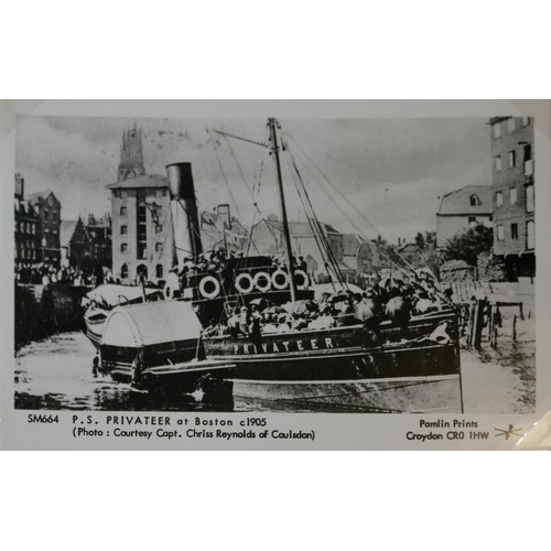 446 - AN ALBUM OF BLACK AND WHITE PHOTOGRAPHIC POSTCARDS OF STEAM SHIPS
Issued by Pamlin Prints, including... 