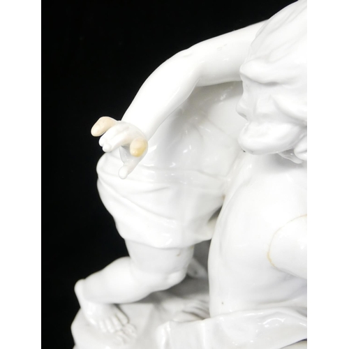 462 - A LARGE EARLY 20TH CENTURY ITALIAN WHITE GLAZE PORCELAIN FIGURAL GROUP
Two children at play with ins... 