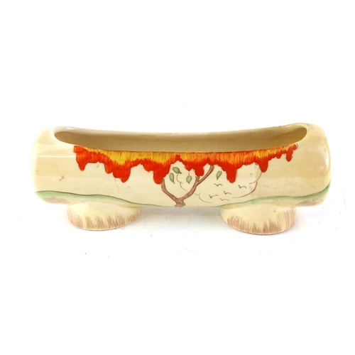 465 - CLARICE CLIFF, AN ART DECO 'TAORMINA' POTTERY POSY RECTANGULAR HOLDER
With orange pattern, marked Cl... 