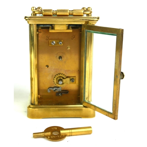 491 - LONDON CLOCK COMPANY, A 20TH CENTURY GILT BRASS CARRIAGE CLOCK
Having a single carry handle, visual ... 