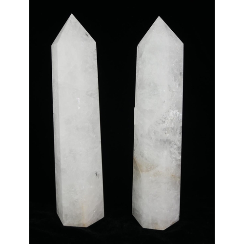 505 - A PAIR OF ROCK CRYSTAL OBELISKS 
Plain design.
(medium size)