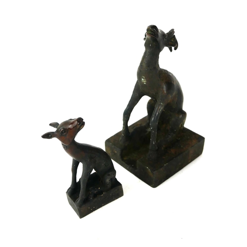 526 - A CHINESE BRONZE 'DOUBLE DEER' SEAL
Female deer with detachable fawn, both pieces having archaic for... 