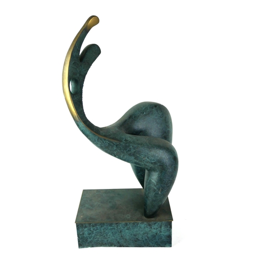 553 - A MODERN BRONZE FIGURAL ABSTRACT SCULPTURE 
On a rectangular base.
(h 46cm x base 19.5cm x 12cm)