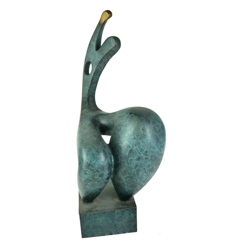 553 - A MODERN BRONZE FIGURAL ABSTRACT SCULPTURE 
On a rectangular base.
(h 46cm x base 19.5cm x 12cm)