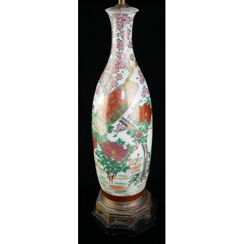 561 - A 20TH CENTURY IMARI TYPE BALUSTER LAMP BASE
Enamelled with a peacock surrounded by floral motifs en... 