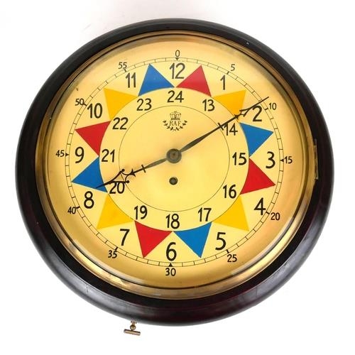 563 - HOMAGE TO THE RAF, A REPRODUCTION MAHOGANY CASED SECTOR CLOCK WITH FUSEE MOVEMENT.
(38cm x 39cm)

Co... 