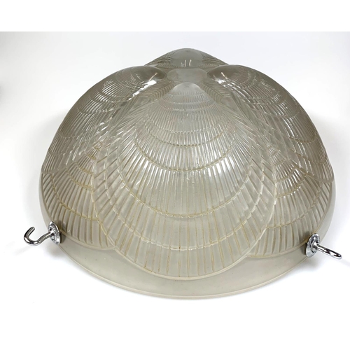 578 - RENÉ LALIQUE, FRENCH, 1860 - 1945, A CLEAR, FROSTED AND SEPIA STAINED GLASS COQUILLES PLAFONNIER, CI... 