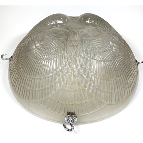 578 - RENÉ LALIQUE, FRENCH, 1860 - 1945, A CLEAR, FROSTED AND SEPIA STAINED GLASS COQUILLES PLAFONNIER, CI... 