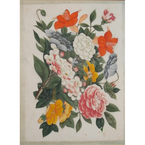 602 - A SET OF FOUR 19TH CENTURY CHINESE RICE PAPER PAINTINGS, STILL LIFE, FLOWERS
Mounted, framed and gla... 