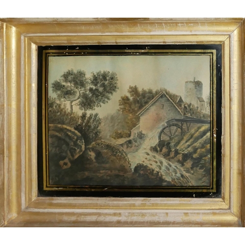 615 - AN 18TH CENTURY WATERCOLOUR, LANDSCAPE, RUSTIC WATERMILL WITH STREAM
Bearing label verso 'No 16 Bott... 