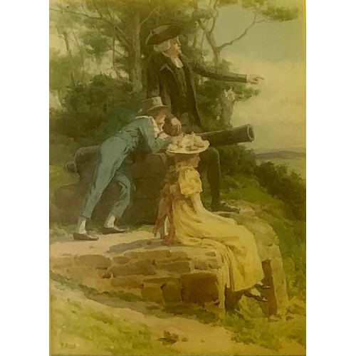 649 - F. DALY, A LATE 19TH/EARLY 20TH CENTURY NARRATIVE WATERCOLOUR
Gentleman with tricorn hat, children a... 