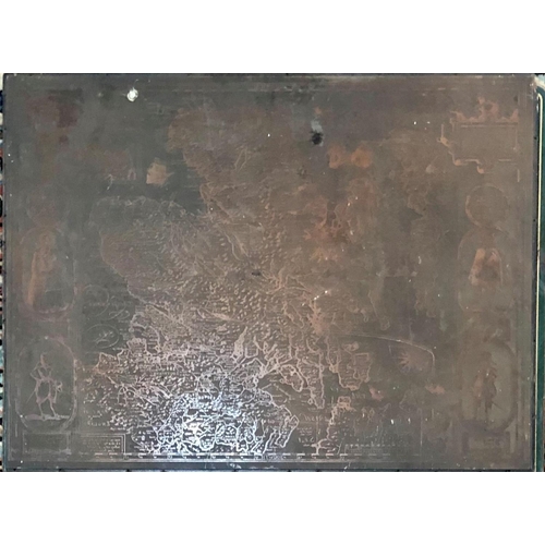 651 - A HEAVY COPPER ENGRAVED PLATE, THE KINGDOM OF SCOTLAND MAP.
(38cm x 30cm) 

Condition: some light sc... 