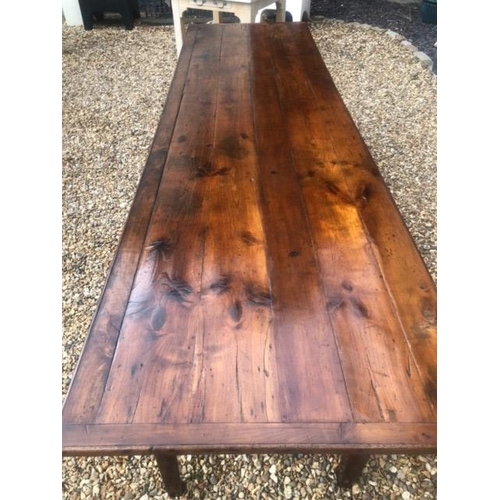 720 - AN 18TH/19TH CENTURY FRENCH FRUITWOOD REFECTORY TABLE
The four plank top above four drawers, raised ... 