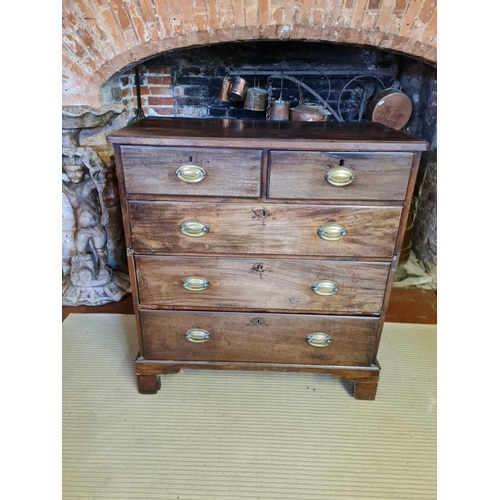 741 - A GEORGIAN MAHOGANY CHEST OF TWO SHORT ABOVE THREE LONG DRAWERS.
(93cm x 49cm x 103cm)

Condition: c... 