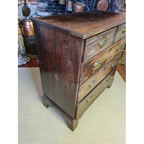 741 - A GEORGIAN MAHOGANY CHEST OF TWO SHORT ABOVE THREE LONG DRAWERS.
(93cm x 49cm x 103cm)

Condition: c... 