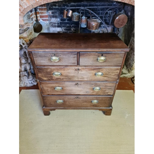 741 - A GEORGIAN MAHOGANY CHEST OF TWO SHORT ABOVE THREE LONG DRAWERS.
(93cm x 49cm x 103cm)

Condition: c... 