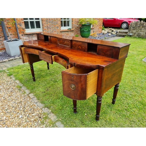 763 - A LARGE 18TH CENTURY MAHOGANY SIDEBOARD
With a stepped gallery shelf above two inverted drawers flan... 