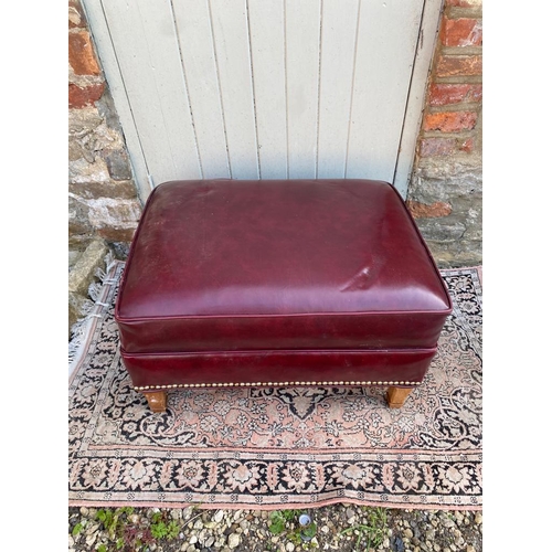 793 - A OXBLOOD FAUX LEATHER UPHOLSTERED FOOTSTOOL
With stud work, raised on square tapering legs.
(68cm x... 