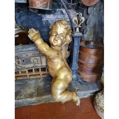 800 - A LARGE 18TH/19TH CENTURY CARVED GILTWOOD CLASSICAL STYLE STATUE OF PUTTI.

(80cm)


Condition: some... 