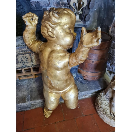 800 - A LARGE 18TH/19TH CENTURY CARVED GILTWOOD CLASSICAL STYLE STATUE OF PUTTI.

(80cm)


Condition: some... 