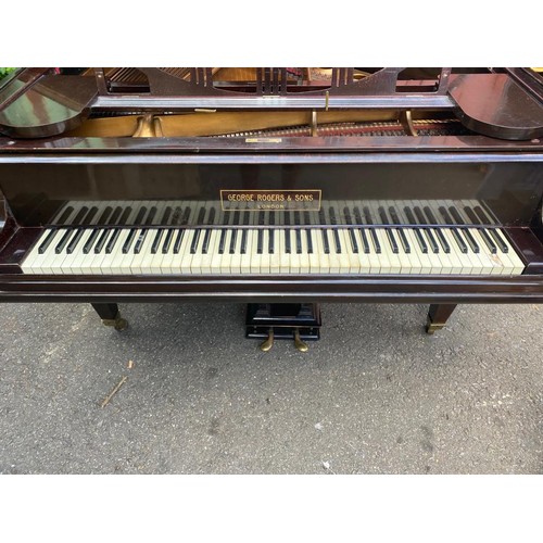 813 - GEORGE RODGERS & SONS LONDON
A mahogany cased baby grand piano 
Condition overall good some light ma... 