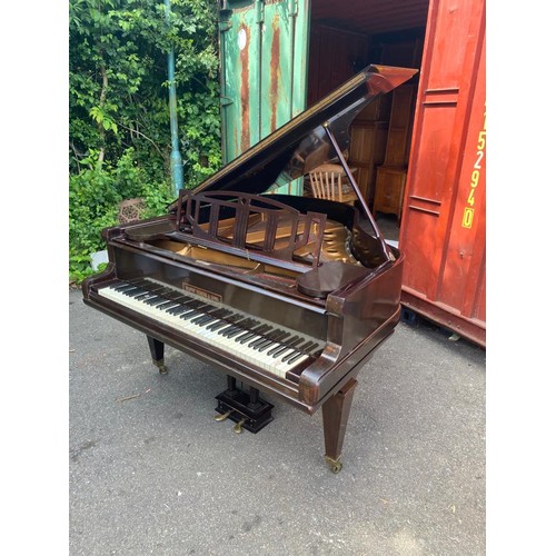 813 - GEORGE RODGERS & SONS LONDON
A mahogany cased baby grand piano 
Condition overall good some light ma... 