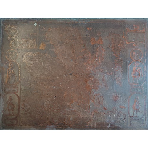 651 - A HEAVY COPPER ENGRAVED PLATE, THE KINGDOM OF SCOTLAND MAP.
(38cm x 30cm) 

Condition: some light sc... 