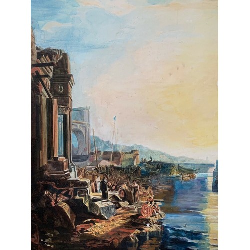 455 - A LARGE LATE 20TH CENTURY CLASSICAL LANDSCAPE OIL ON CANVAS ‘DIDO BUILDING CARTHAGE’ AFTER J. M. W. ... 