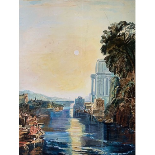 455 - A LARGE LATE 20TH CENTURY CLASSICAL LANDSCAPE OIL ON CANVAS ‘DIDO BUILDING CARTHAGE’ AFTER J. M. W. ... 