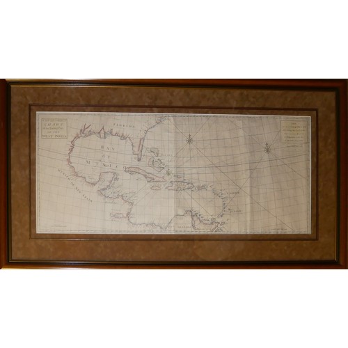 497 - A LARGE EARLY 18TH CENTURY MAP, THE WEST INDIES, 1720
A new and correct chart of the trading part, s... 
