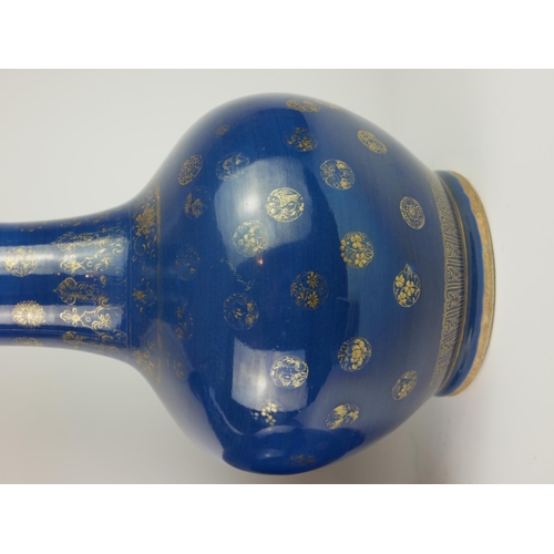 405 - A PAIR OF 19TH CENTURY CHINESE CHIEN LUNG STYLE PORCELAIN BALUSTER VASES
Powder blue with gilt decor... 