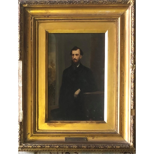 517 - A 19TH CENTURY PORTRAIT OF JABEZ COATH ROWE, OIL ON BOARD
Signed with monogram, gilt framed.
(39cm x... 